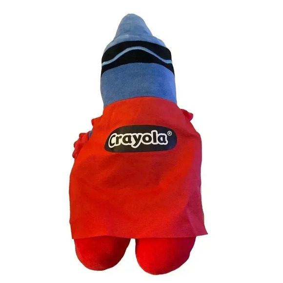 Crayola Experience Crayon Happy Blue Super Tip Superhero Plush Toy Red Cape 18"! - Picture 2 of 2